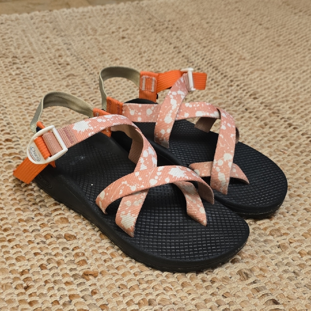 Chaco Sandals with Coral and Silver Straps